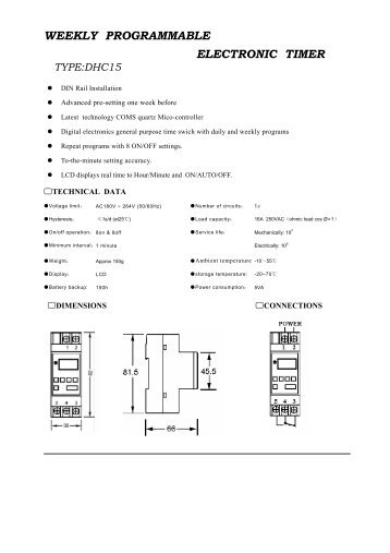 WEEKLY PROGRAMMABLE ELECTRONIC TIMER