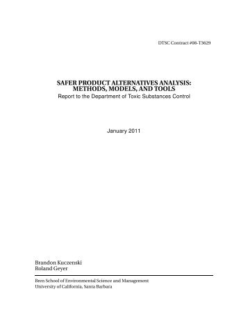 Safer Product Alternatives Analysis - the Department of Toxic ...