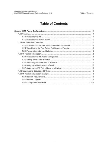 1.3 IRF Fabric Configuration - H3c