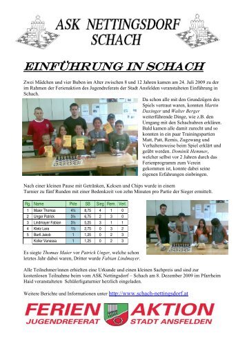 Bericht - ASK Nettingsdorf - Schach