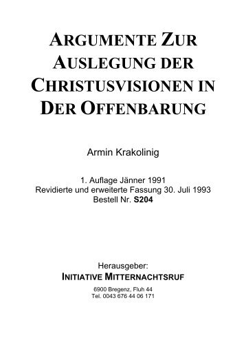 argumente zur auslegung der christusvisionen in ... - Hopeandmore.at