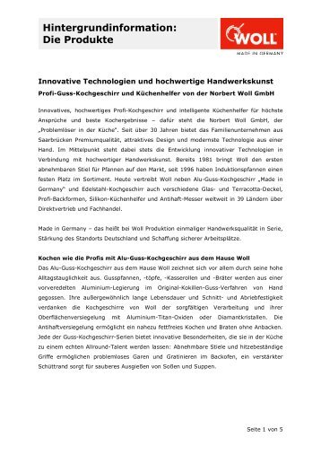 Hintergrundinformation: Die Produkte - WOLL cookware