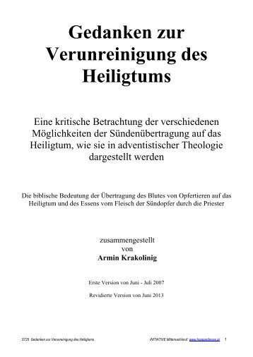 Gedanken zur Verunreinigung des Heiligtums - Hopeandmore.at