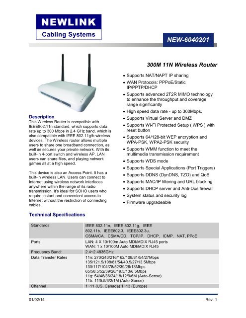 NEW-6040201 - Newlink Cabling Systems