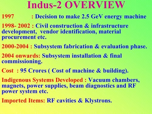 Presentation by Dr. V. C. Sahni, Director, RRCAT - Raja Ramanna ...