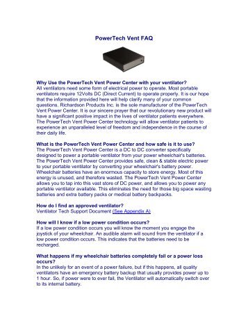 PowerTech Vent FAQ - Richardson Products Inc.
