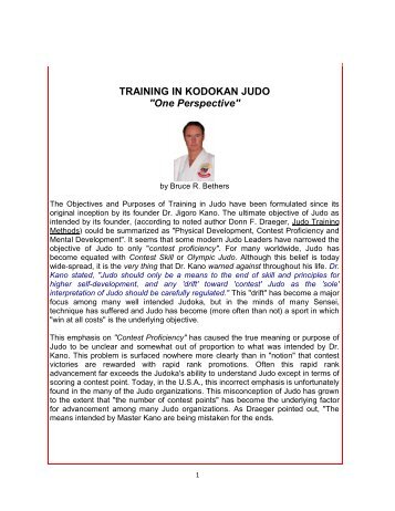 TRAINING IN KODOKAN JUDO "One Perspective"