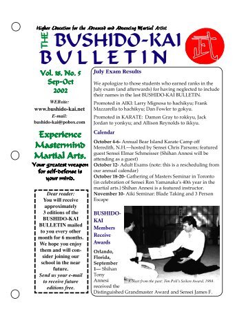 Bulletin Sep & Oct 2002 - Bushido-Kai