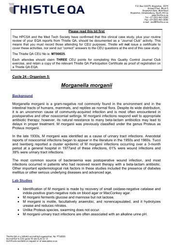 Morganella morganii - Thistle QA