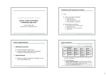 Lessico, analisi morfologica e robustezza agli errori - Centro ...