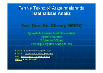 SPSS ile ANAL Z - Ãanakkale Onsekiz Mart Ãniversitesi