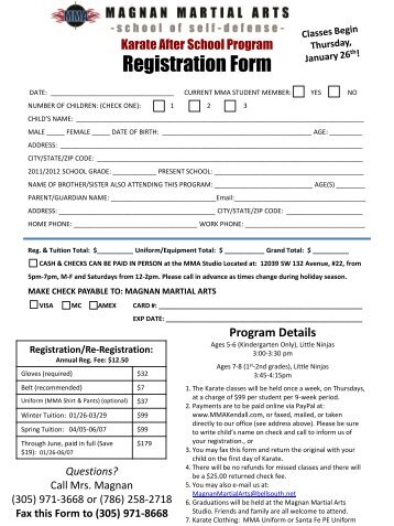 Registration Form - Magnan Martial Arts