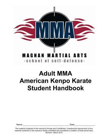 Adult MMA American Kenpo Karate Student Handbook