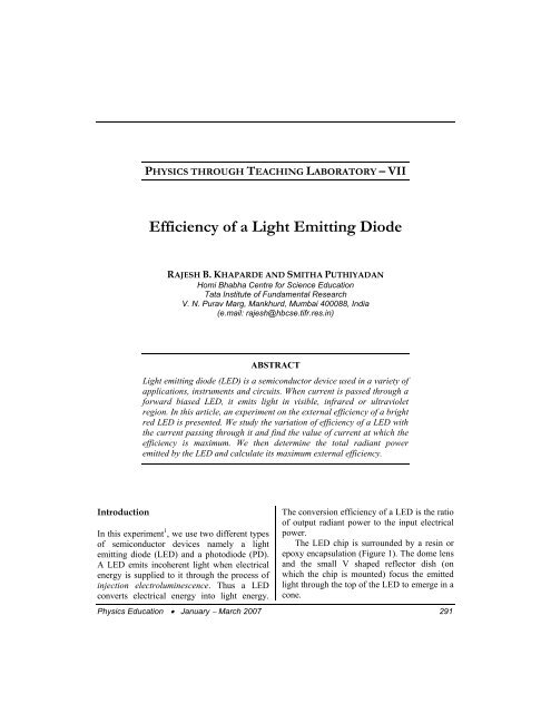 Efficiency of a Light Emitting Diode