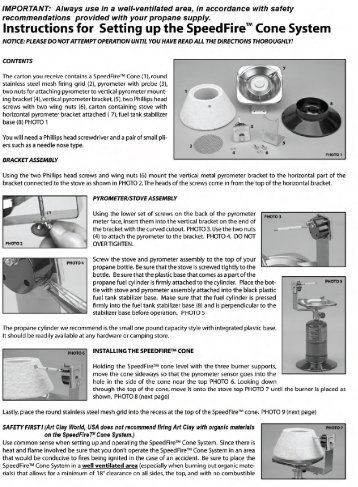 Speedfire Cone System Instruction Sheet - Art Clay World USA