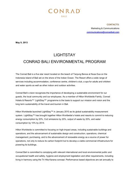 Conrad Bali Environment Program