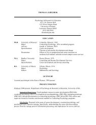 Curriculum vitae - Department of Psychology and Research in ...