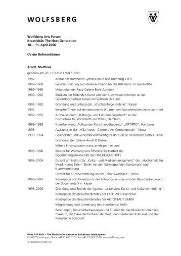 CV der Referentinnen und Referenten - Wolfsberg