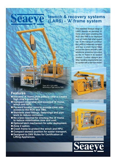 launch & recovery systems (LARS) - 'A' frame system - Seaeye