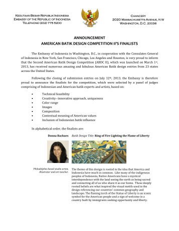 Announcement - 2013 American Batik Design Competition