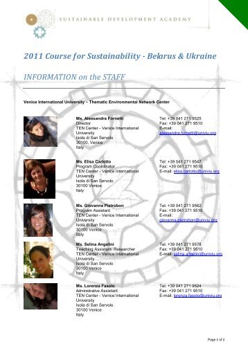 2011 Course for Sustainability - Belarus & Ukraine INFORMATION ...