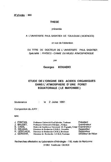 THESE Georges KOUADIO ETUDE DE L'ORIGINE DES ACIDES ...