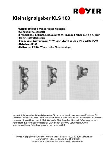 Kleinsignalgeber KLS 100 - Royer Signaltechnik GmbH