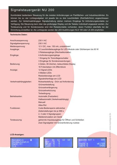 Signalsteuergerät NU 200 - Royer Signaltechnik GmbH