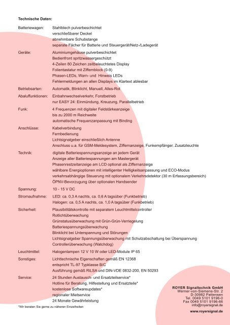 Datenblatt - Royer Signaltechnik GmbH