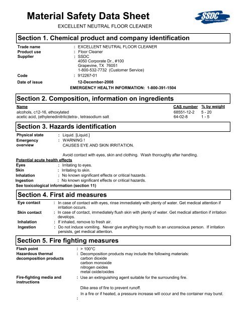 Material Safety Data Sheet