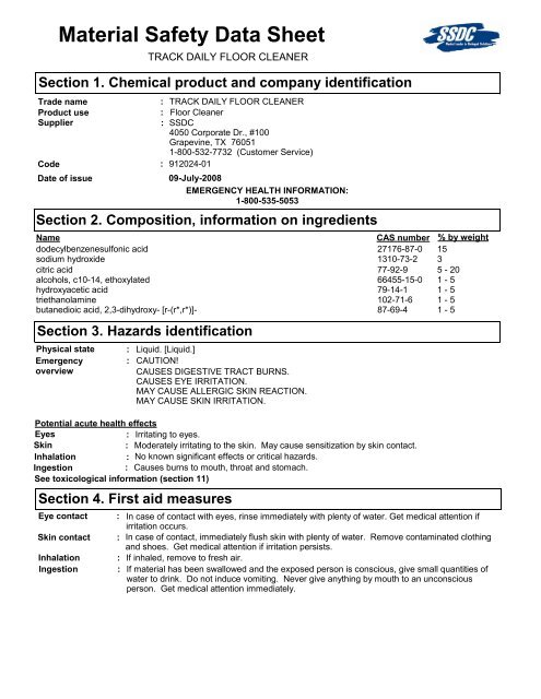 Material Safety Data Sheet