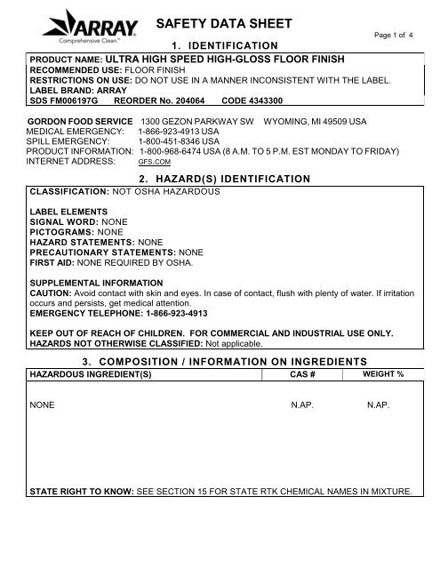 Material Safety Data Sheet