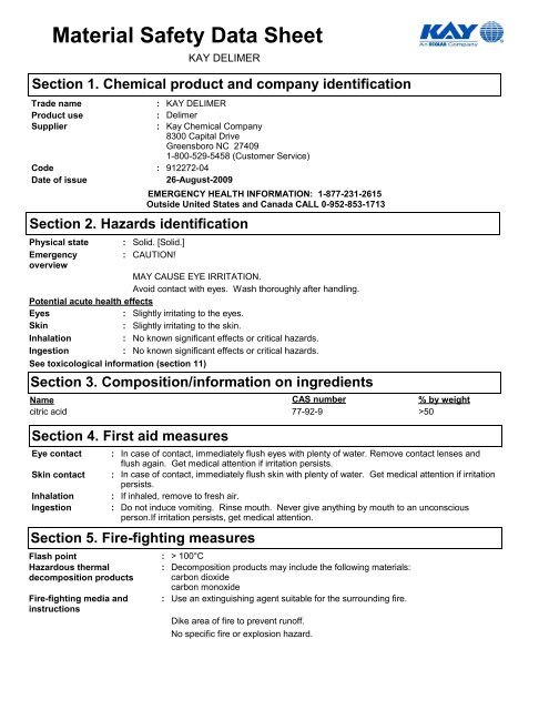 Material Safety Data Sheet