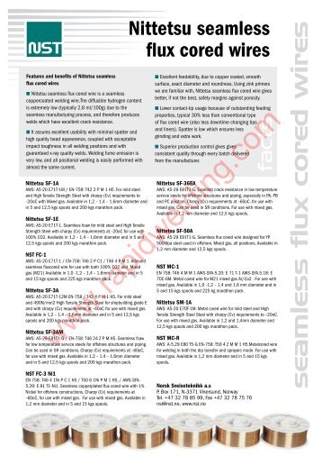 Nittetsu seamless flux cored wire - Rapid Welding and Industrial ...