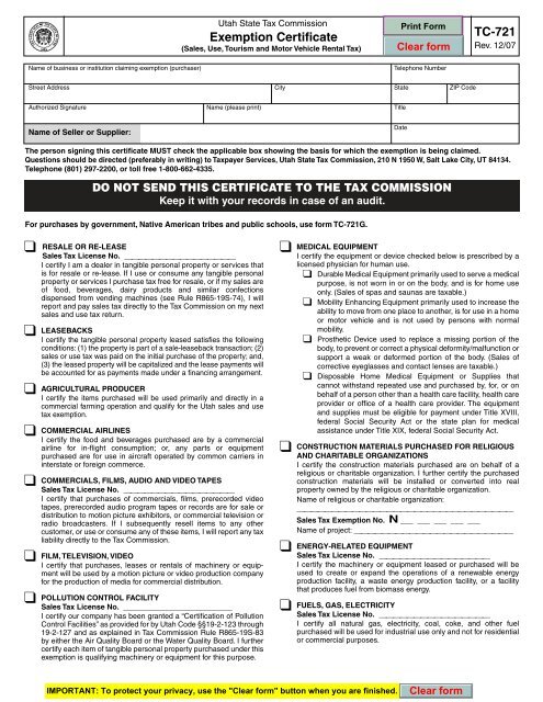 Tax Exempt Form - Nicholas &amp; Company Customer Portal