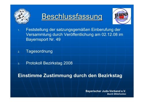 Protokoll zum Bezirkstag 2009