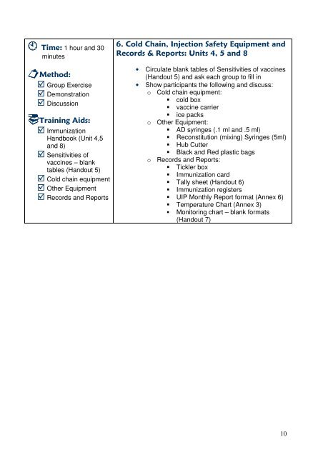 Facilitators' Guide Immunization Handbook for Health ... - Nccvmtc.org