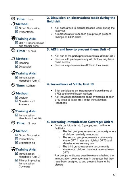 Facilitators' Guide Immunization Handbook for Health ... - Nccvmtc.org