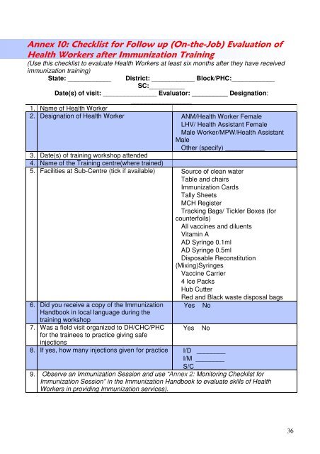 Facilitators' Guide Immunization Handbook for Health ... - Nccvmtc.org