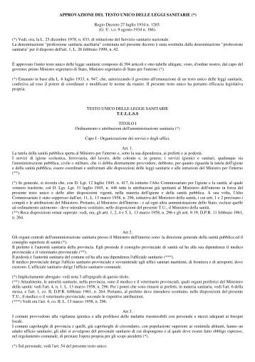 Regio Decreto 27 luglio 1934 n. 1265. - Dentistaitaliano.it