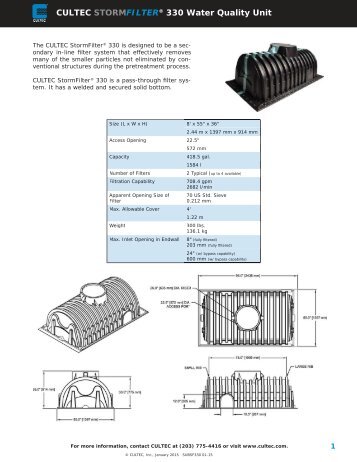 PDF - StormFilter 330 Submittal Package - CULTEC, Inc.