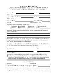 (Curb Cut) Access Permit Application - Town of Waitsfield, Vermont