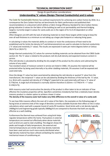 (Design Thermal Conductivity) and U-values - Ibstock