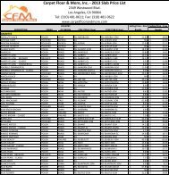 Carpet Floor & More, Inc. - 2013 Slab Price List