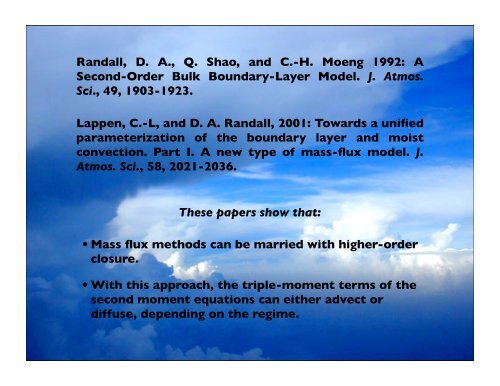 Focus on deep and shallow convection, and turbulence - cmmap