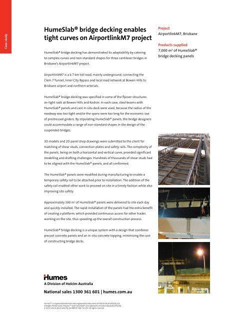 HumeSlab® bridge decking for Brisbane's AirportlinkM7 - Case study