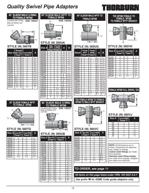 Fittings & Adapters - Thorburn Flex Inc