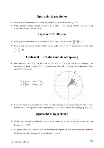 Opdracht 1: parabolen Opdracht 2: ellipsen Opdracht 3: rotatie rond ...