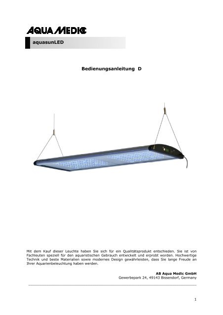 Bedienungsanleitung Aqua Medic