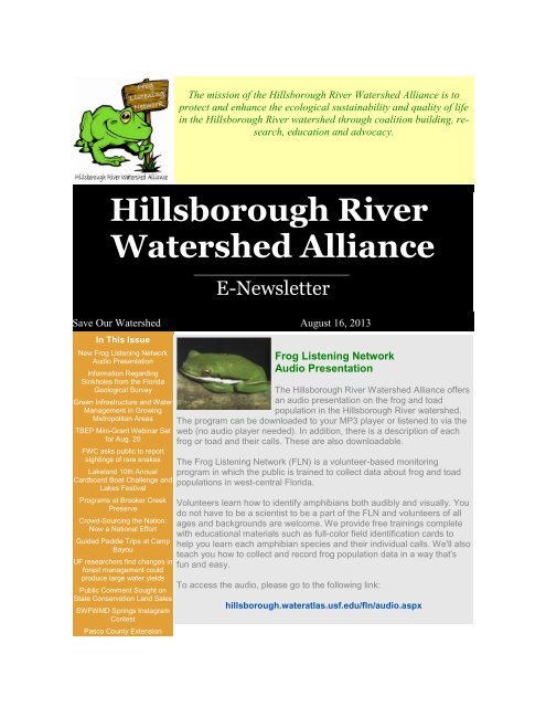 Hillsborough River Watershed Alliance - Hillsborough County & City ...